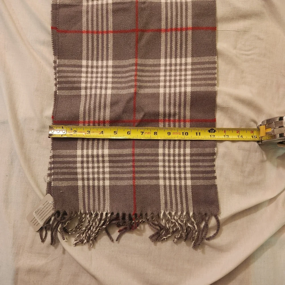 All About The Scarf Gray and Red Plaid Men's Scarf New